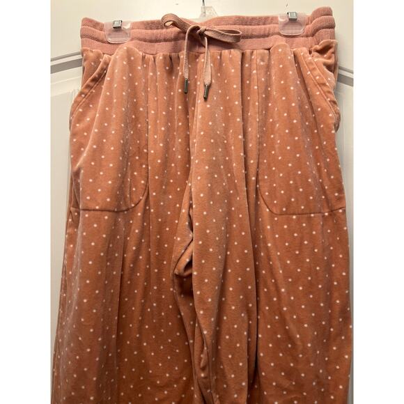 Three Dots Women’s High Waisted Velvet Polka Dots Soft Lounge Pants Size XL Pink - Picture 3 of 6